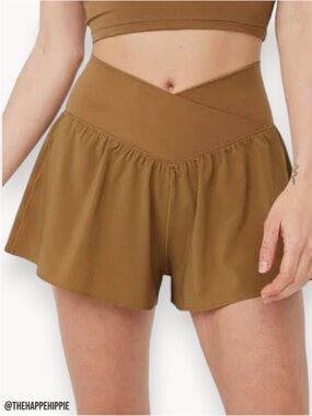 Offline by Aerie V-Cut High-Waist Athletic Shorts in Brown